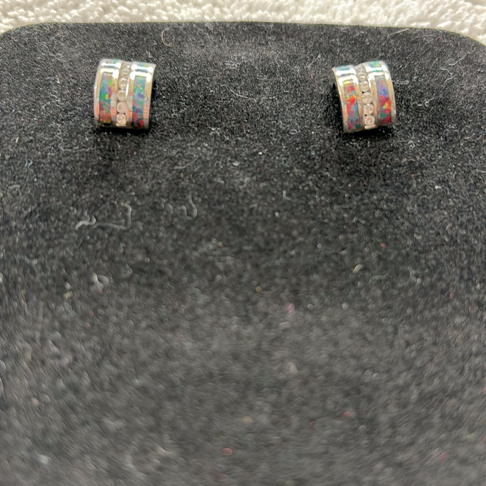 Silver With Lab Created Opals And Clear Stones. - image 1